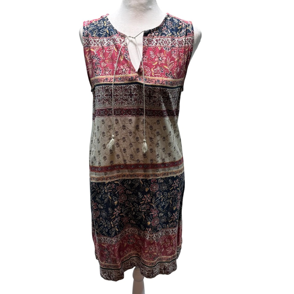 Beachlunchlounge Womens‎ Small Boho Paisley Floral  Sleeveless Shift Dress #921